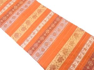 横段に花唐草模様織り出し名古屋帯